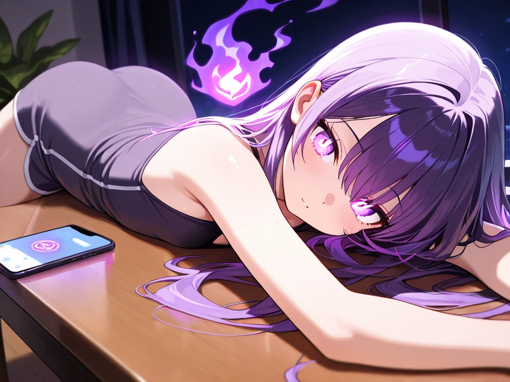 masterpiece, top quality, highest resolution, 1girl in 8years old, (white oversized shirt:1.3), (pale purple hair with a lot of fluorescent colors), (delicate fluorescent purple eyes:1.4), (a corner of a dark room), (fullnude:1.0), (highcontrast:1.1), best light and shadow,