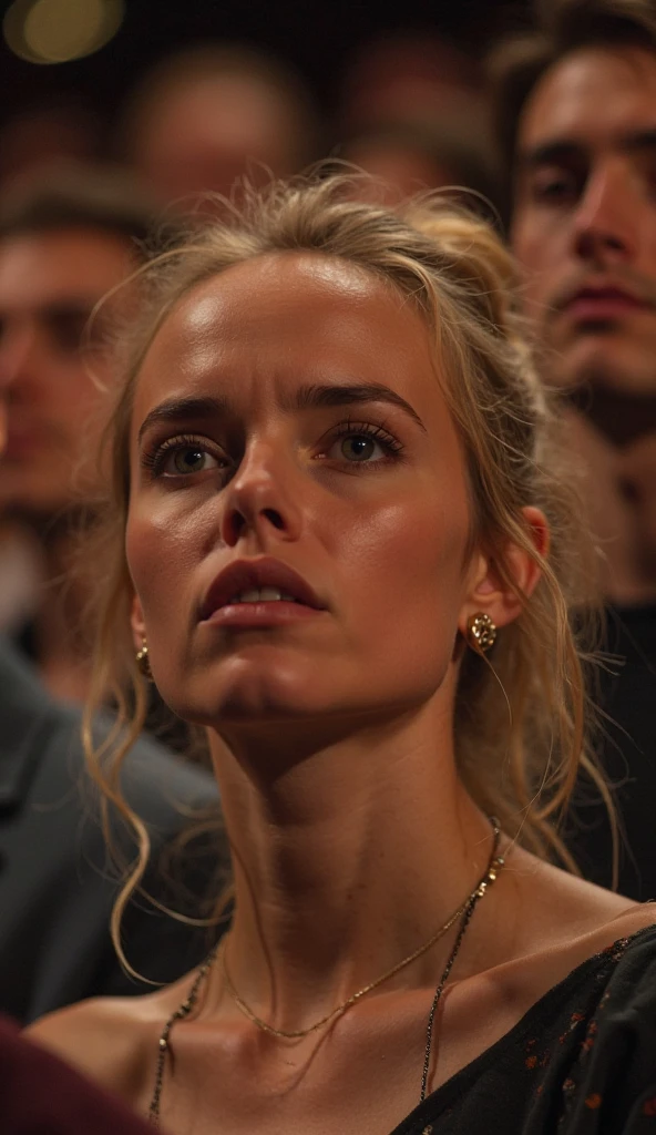 Huge Tits Blond Woman surrounded and abused by 100 men