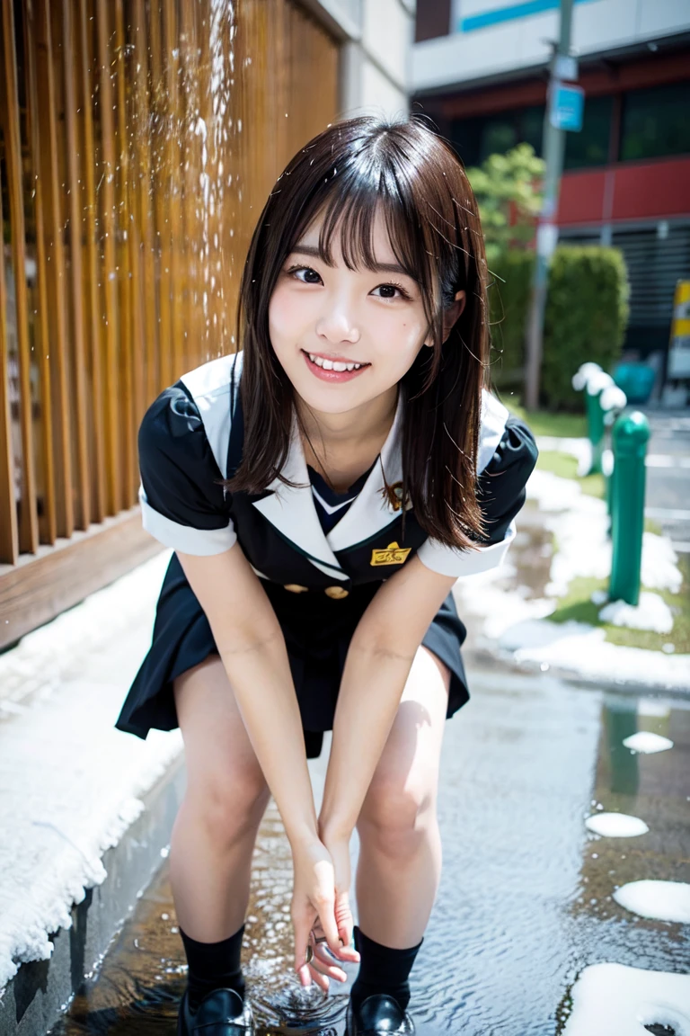 (2Split Photo:1.3)、Magazine Cover:1.3、Japanese,,Innocent face,Teenage Girle,Primary school students,Private elementary school,uniform,Carrying a small red backpack,Summer clothes,Sitting、front、Cute smile、Laugh with your mouth wide open、((Semen dripping from the mouth:1.2))、Mouth full of semen:1.5、A lot of semen on the tongue、((Cloudy, thick semen))、whole body、Full Body、Semen dripping from the genitals、You can see the nipples、Not wearing a bra