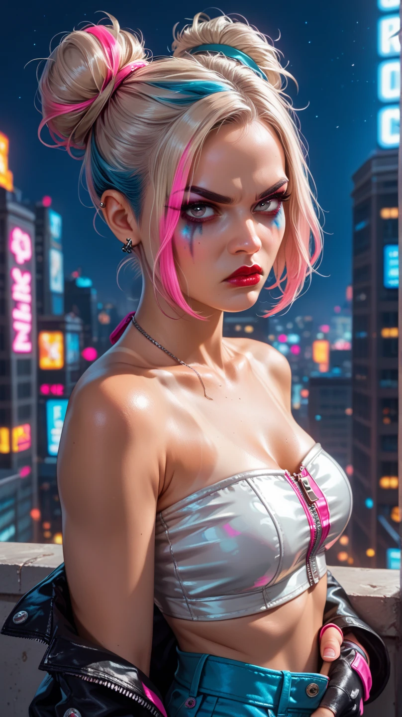 The cyberpunk,Dirty braids,Lazy,high-definition,upperl body --auto
