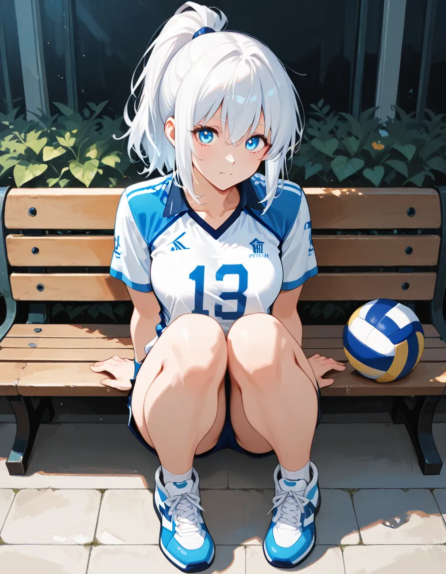 One Girl、solo, Beautiful silver hair、((((Very short hair))))、Blue eyes、(blue visor)、(((Blunt bangs))), ((Medium Chest)), 24-years-old、 (((dark skin))), ((Tight tennis uniforms)), sleeveless, unederboob, (tsurime), Tight waist、smile、 Fine details, Top rated on pixiv, Melon Books, (((anime_Screen capture))), animeted gif,  ((from below)), front view, ((panties)), Large crowd、Outdoor tennis court、smile、blush、sexy pose, bewitching pose, arched back, hands on hips, squatting, cameltoe, Lens flare、Shallow depth of field,