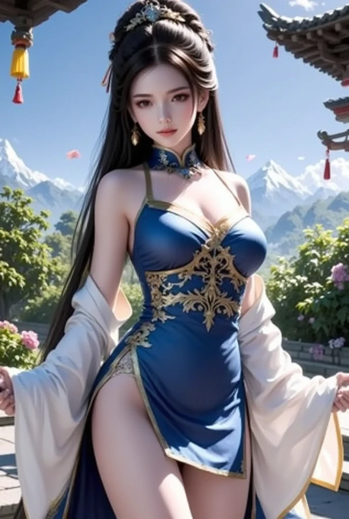 Top quality, masterpiece, high resolution, Chinese,,,,On the banks of the river,,,,,,,,On the banks of the river,,,,,,,,,,,,,,,,,naked,,stand erect,.....,2girl, charming appearance and personality, big body, extremely sexy, ,,,,Floral print ,, ,Floral print,, Light yellow floral fragments,,(transparent ), large hollow see-through, beautiful and delicate face, (desire figure) perfect slim figure (nipple slip: 0.5), perfect white skin,stand erect,,Smooth black long hair,,,,Black Hair