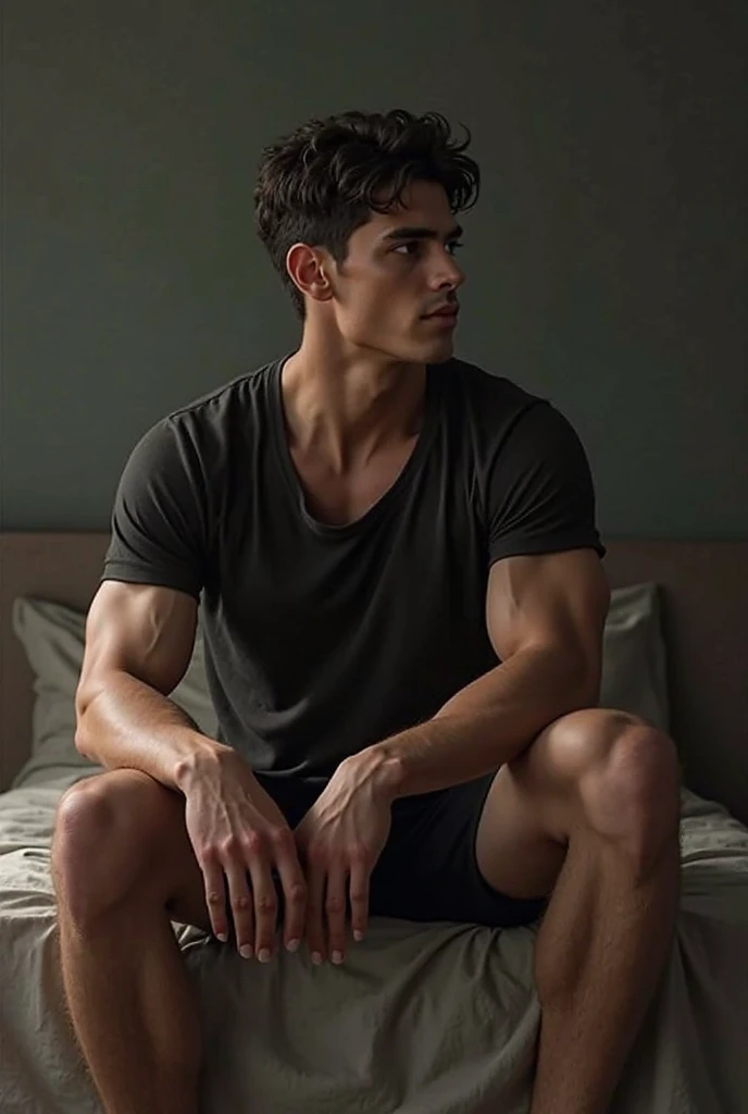 Oscar Piastri in bed with Boxershorts on and he's having a big hardened cock inside his Boxershorts