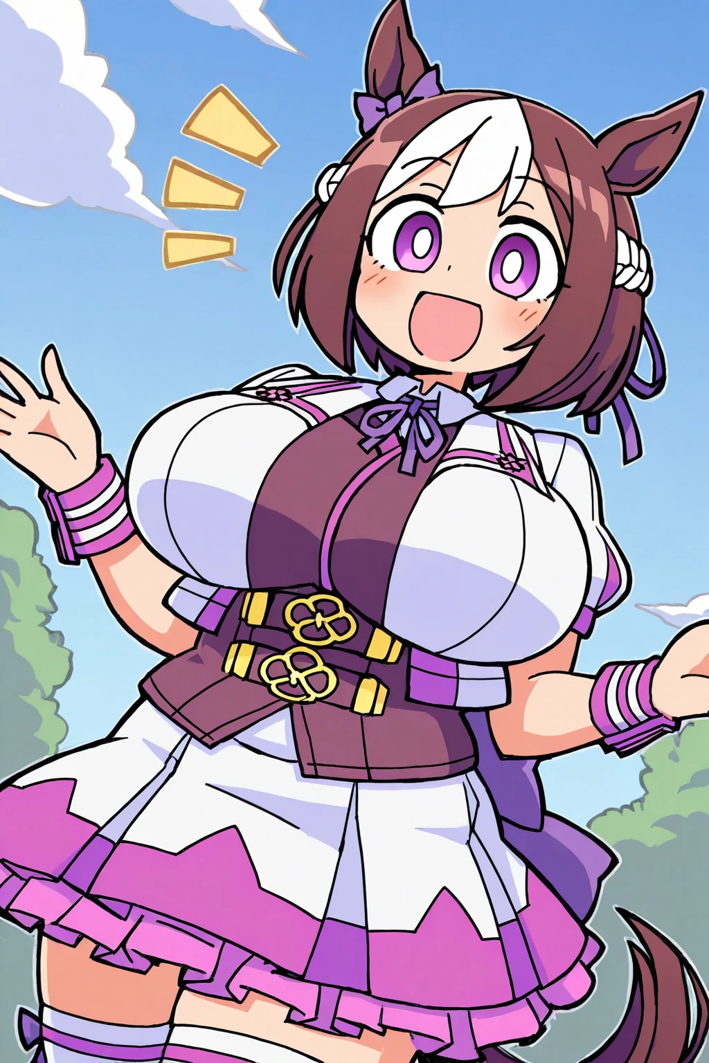 masterpiece, 1girl, huge breasts, black hair, braid, purple eyes, glasses, pink magical girl, magic, looking at viewer, smile, stand