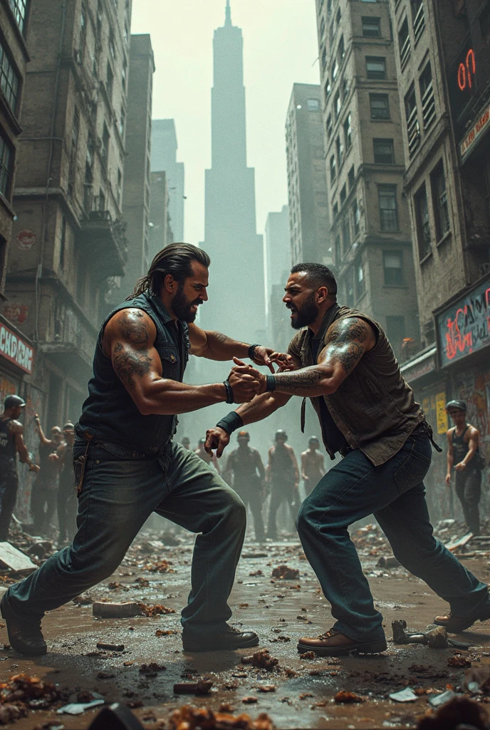 Gangsters fighting on the street