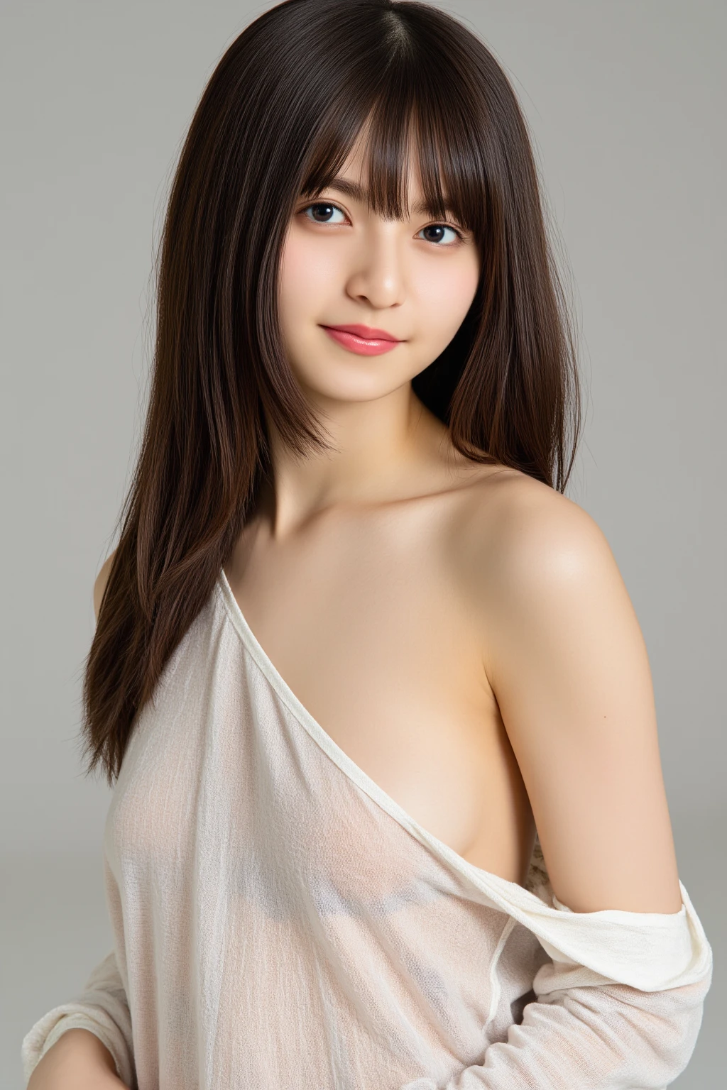Highest quality、woman、Natural Skin、Fingerless、No arms、No hair、Upper body naked、flat chest,small nipples,erection of nipple,topless、Nipples