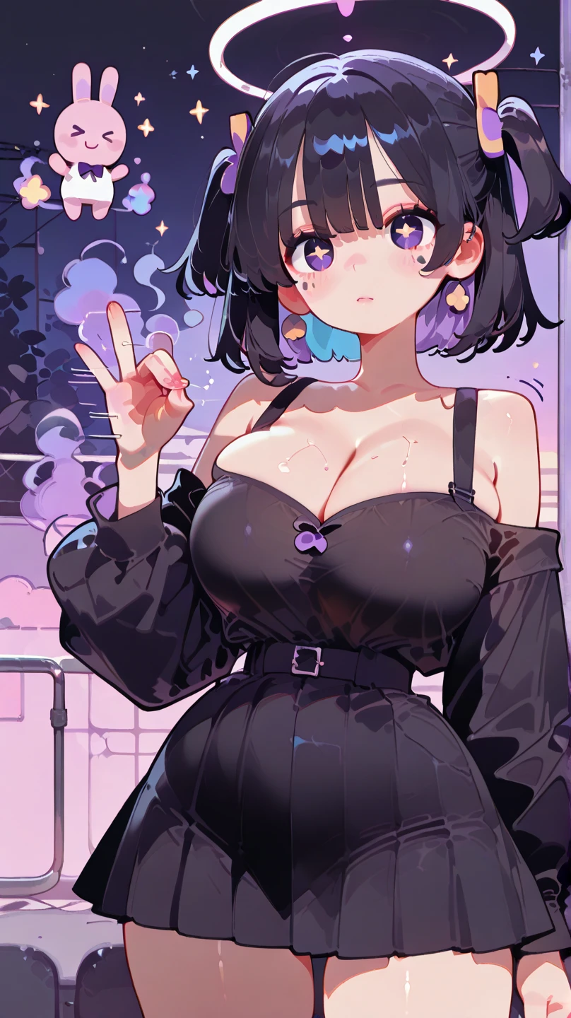 masterpiece, best quality,1girl,gothgal,plump,frilly dress 8k,highres, ( flower_styler:1.2)(rainbow-candy:1.2)