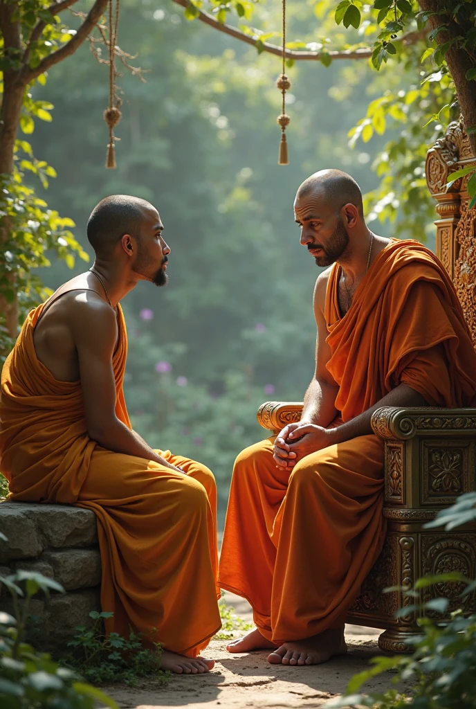 A monk give bless to king