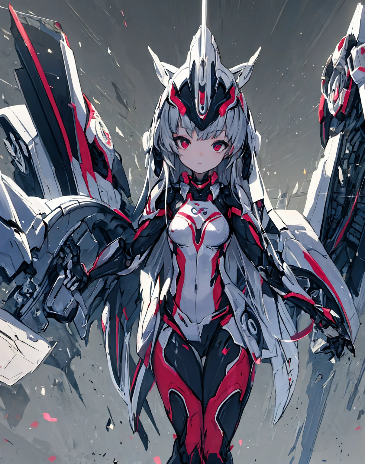(Irina Shayk:Dua Lipa) dark_Fantasy, cyber punk, (Fang Tian Painting Spear, white horse, red: 1.1), 1 female, Wonders of the machine, Robotic presence, Cybernetics Guardian, beauty