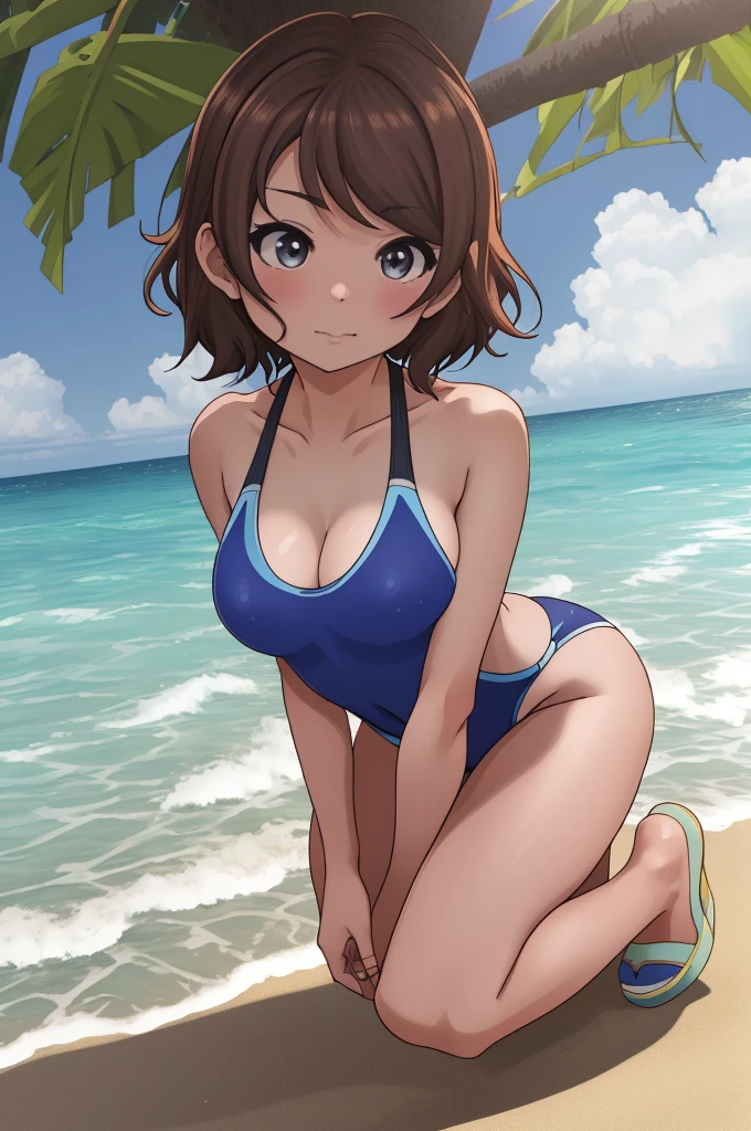 (((pixel-perfect, detail-perfect))), solo, 1girl, you watanabe, eyes azzur, smile, bikini, summer beach, armpit, big filesize, ultra High Qality