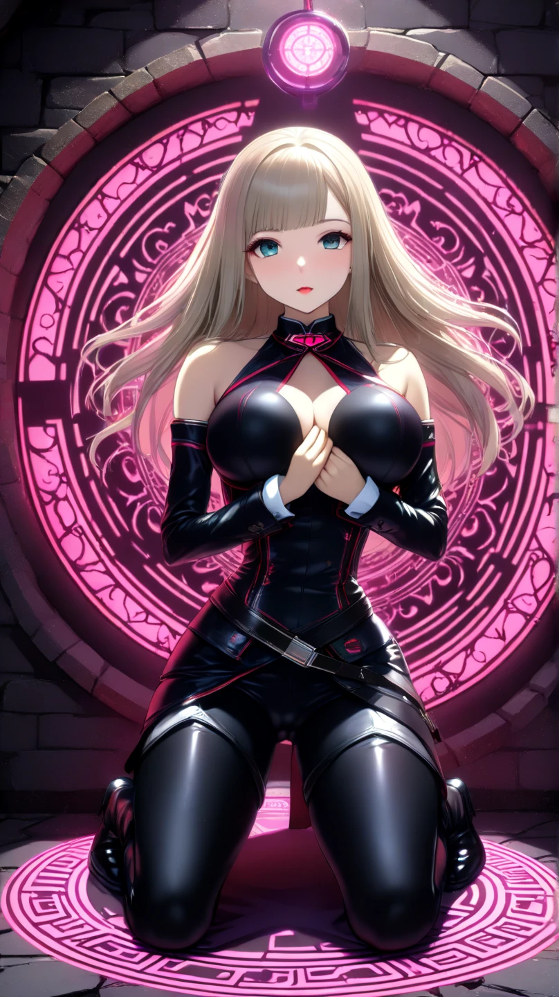 anime, girl single, blonde, red eyes, demon, succubus, sexy