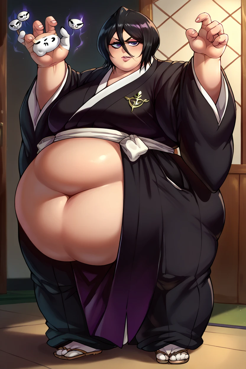((androgynous)), beautiful, (very short hair), (pudgy face), (thick),(cute), ((boyish)), (chubby), belly, muscular, (beefy), (cool), (sexly), (Hakama), (Unique hairstyle), (shaved sides), (Black Hair), (warrior), (nipples), (Unique pupil shape)
