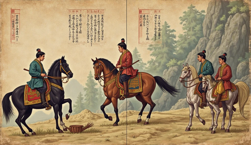 Draw a short man riding a donkey,appear in court,It's funny ,Indoors,A palace in ancient China,A man rides a donkey
