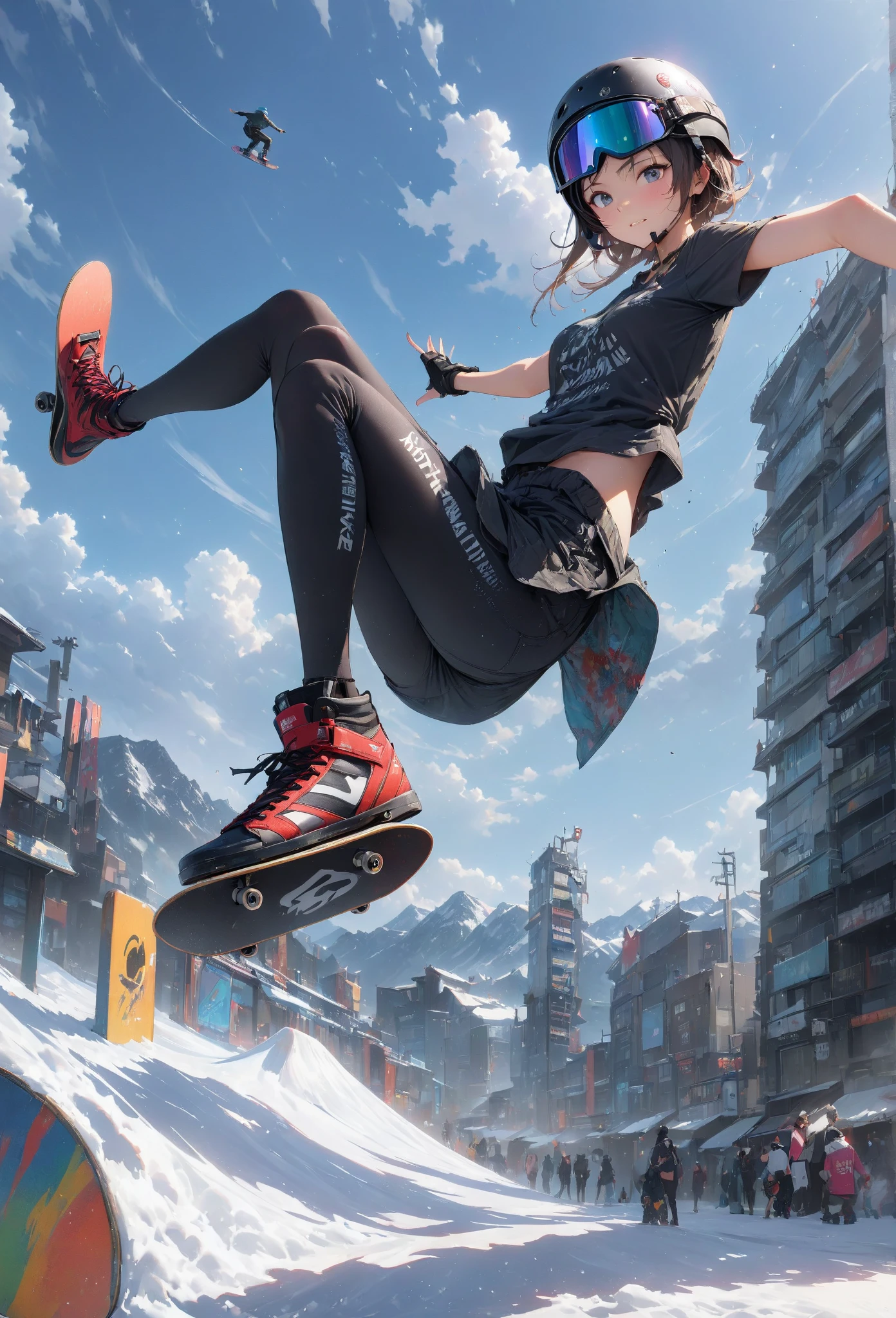 (((Yoji Shinkawa))), sticker of ultra detailed portrait of Noelle Silva skateboarding, high quality cell shaded illustration in post apocalyptic style by Yoji Shinkawa, full body, dynamic pose, perfect anatomy, centered, freedom, soul, approach to perfection, cell shading, 8k , cinematic dramatic atmosphere, watercolor painting, global illumination, detailed and intricate environment, artstation, concept art, fluid and sharp focus, volumetric lighting, cinematic lighting, Art by Yoji Shinkawa

