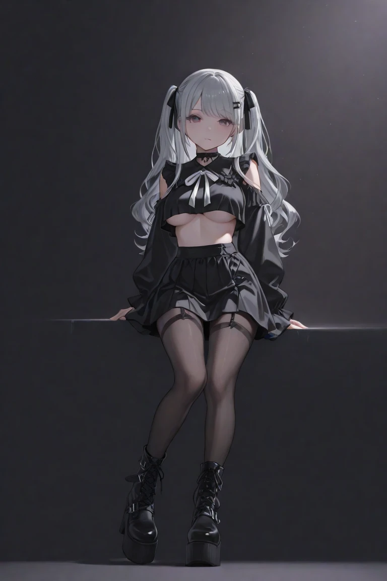 ,long hair,straight_hair,bright_pupils,cleavage,slender_waist,ankle_boots,elbow_gloves,1girl,white_pantyhose,lace,