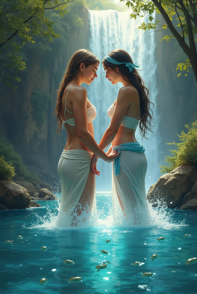 ll body many giant greek woman take a bath and talking together, river, water, litter flower, plan, tree far away, dramatic sky, dramatic cloud, on a dust field, full body, naked, female greek,female greek god, white hair, hairy torso, fantasy, intricate, elegant, highly detailed, digital painting, artstation, concept art, smooth, sharp focus, illustration, art by gaston bussiere and alphonse mucha, naked