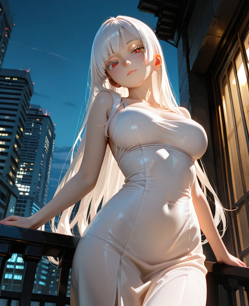 8k, ultra high resolution, city night view, beautiful naked girl, tall, pregnancy, ((White skin)), flushing, Thigh choker, neck choker, perfect face, perfect body, elegant bob, small amount of pubic hair
