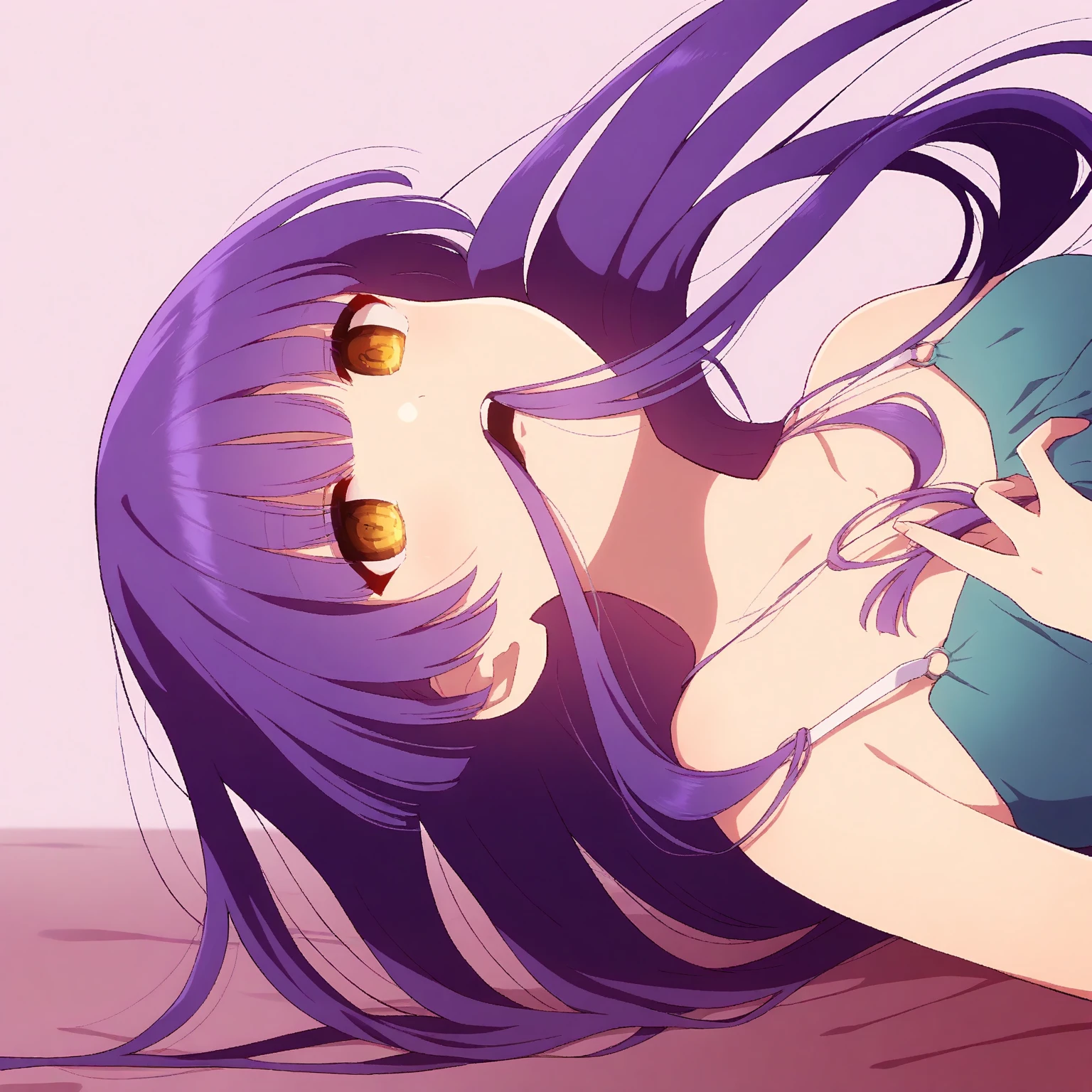 eropose, all fours , masterpiece, Hoshino Ai, long hair, purple hair, streaked hair ,purple eyes, star-shaped pupils, hair ornament, lingerie, sexy, begging face  , from below , tongue , savioa, orgasm 