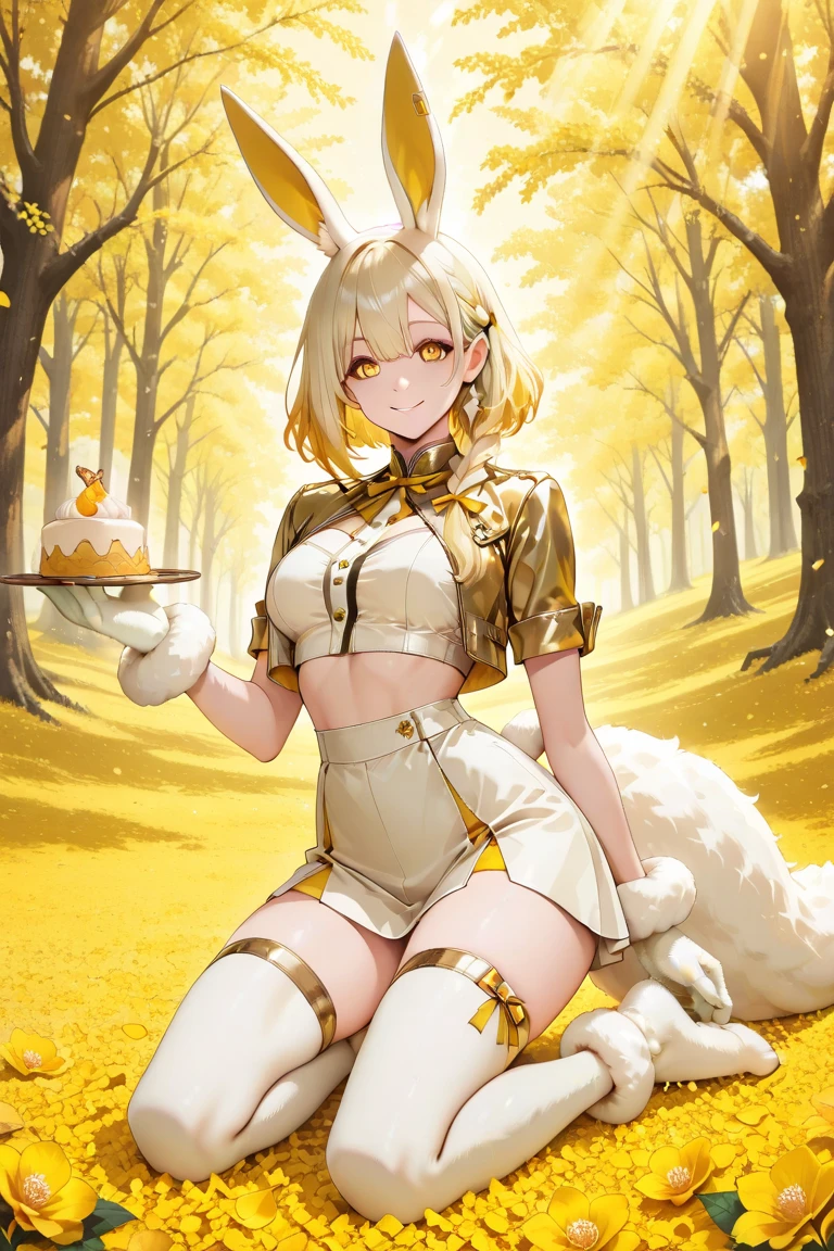 Rabbits, pigtails, small, nipple seals, huge thighs, thick eyebrows, thin waist, female brat, beautiful blonde, braid, banana, banana costume, eating bananas, holding bananas, (masterpiece), ((highest quality)), (super detailed), girls, (beautiful eyes)), beautiful detailed eyes, clean and detailed face, five fingers, textile shading, perfect ???????,