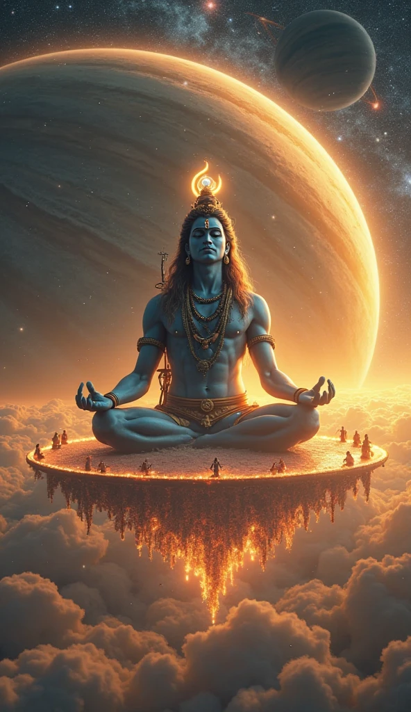 Lord shiva with earth and planets
