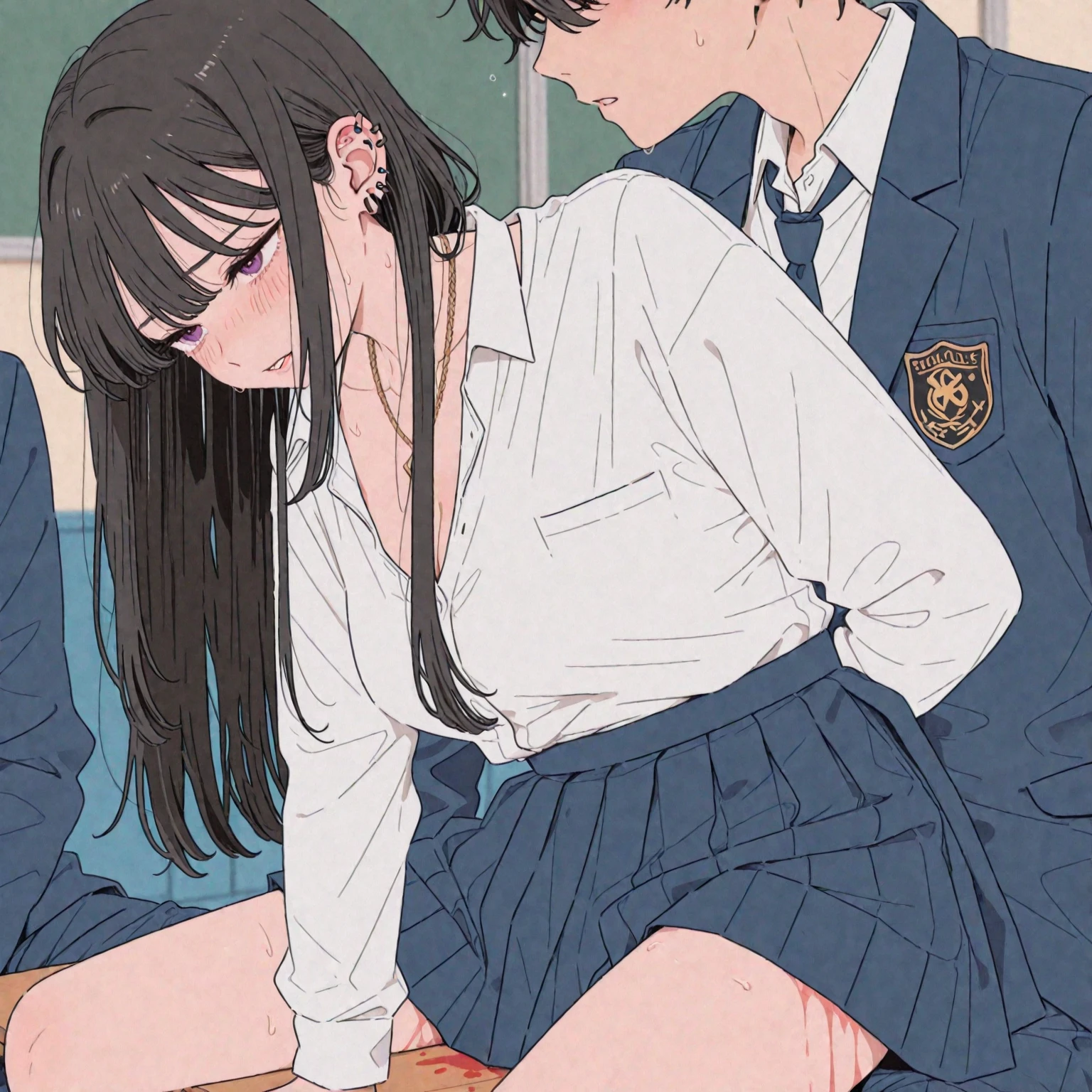 train、A man sexually abuses a high school girl、Hands restrained behind your back、visible tits 、crying face、Wet 、Put your hands inside your skirt.、 grinding his hips