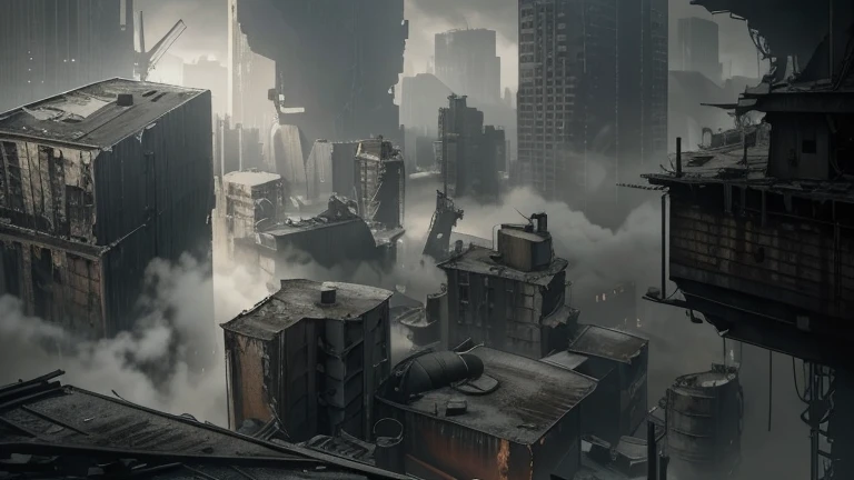 Post-apocalypse, ruined cities, soft lights --auto