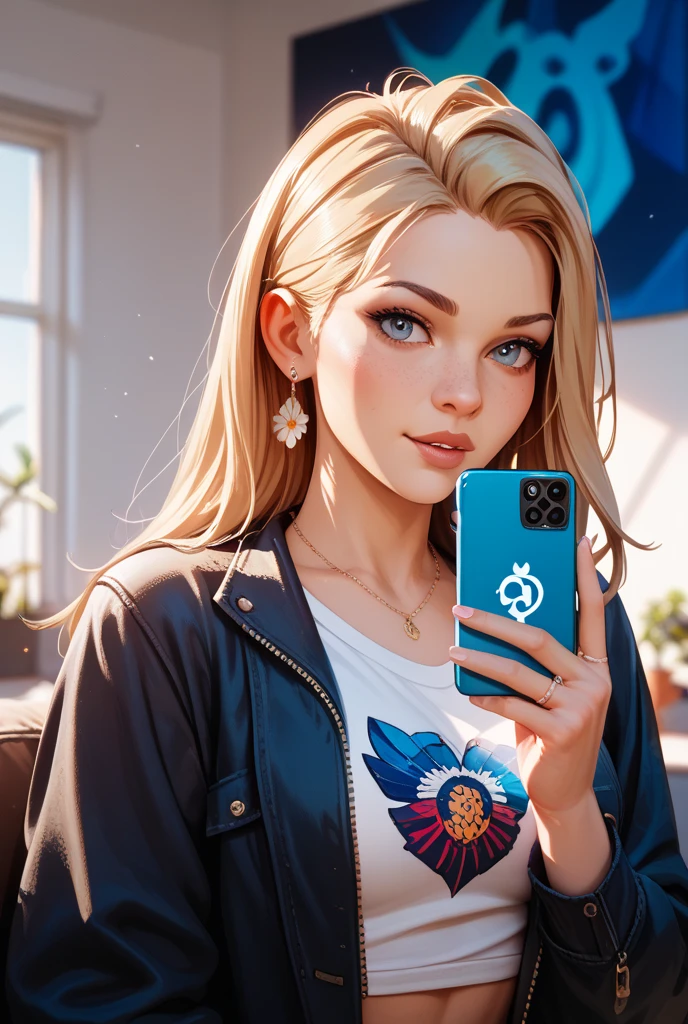 Create an image of a woman watching pornography on her cell phone, realistic and cinematic, ultra-detailed in 8k.