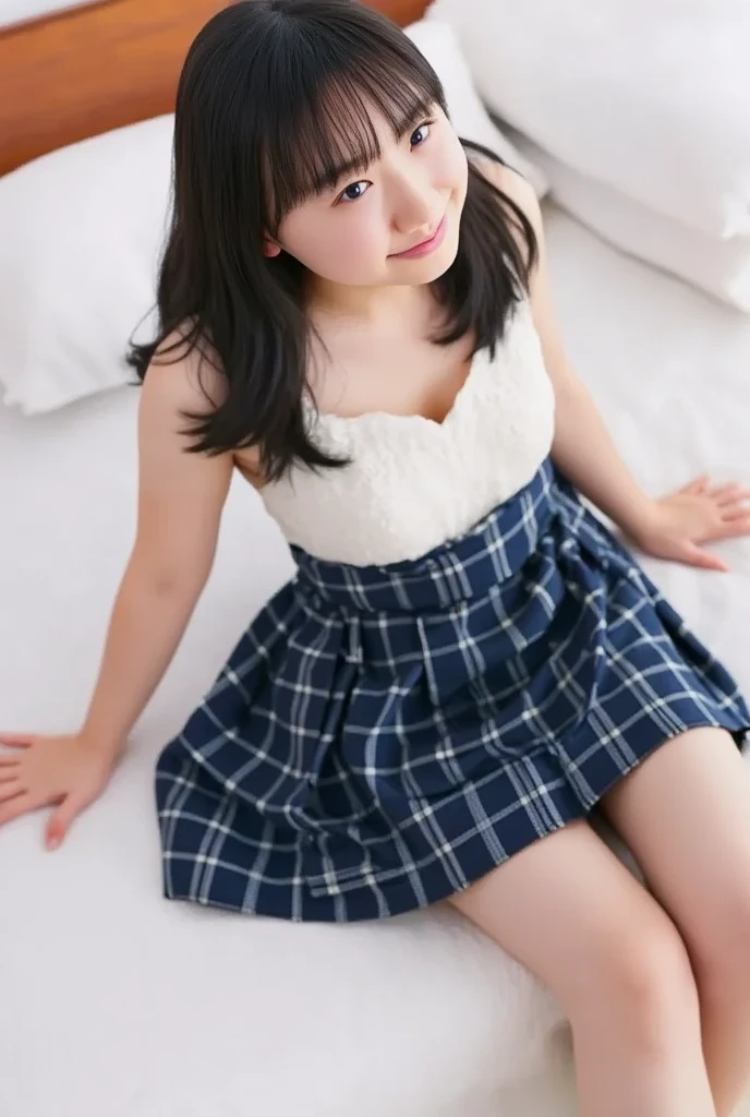 So cute!、Holding lace panties with both hands