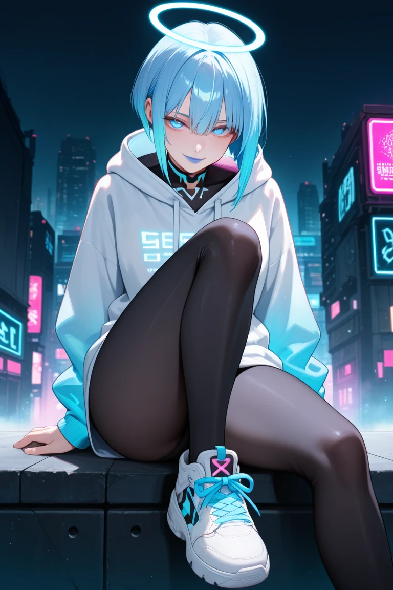  Arapei lying in bed with colorful background。Guwiz Style Cyberpunk Anime Girl Cosplay Art，Artist Lu Dongjun，Created by Yang J.，Tronco Ross 8K，Guvitz at Pisif art station。Sakimican Frank Franzeta assists in creative conception。Anime girls wear hooded shirts。