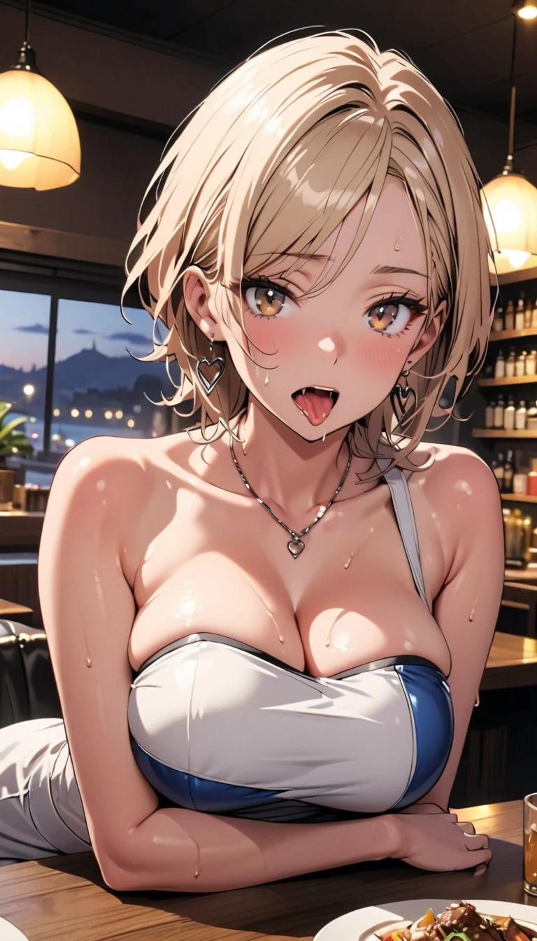 ((best qualityer)), ((work of art)), (detailded), 1 girl, shoulder to shoulder sweater, tongue sticking out, mouth with sperm