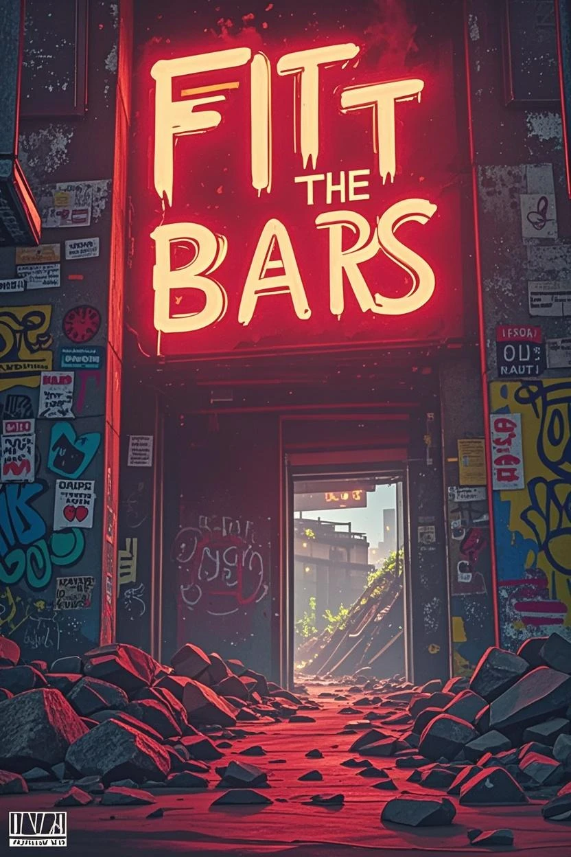 Asian Girl Rapper, gang, pretty, face_tattoos, comic style, cartoon, party, Album cover, "BARS & RACKS", Letters say BARS & RACKS, dark, comic style, gangster, tech wear outfit, dynamic