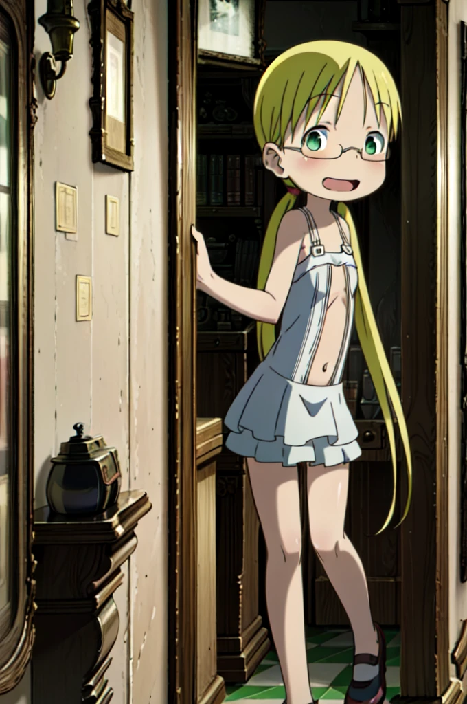 Rico,1female,solo, 1girl,blond hair,glasses,twin tails, (impressively-accurate-human-external-anatomy-perfect, absolutely-everything-impressively-reallife-accurate-perfect-detailed, impressively-accurate-detailed) (original-style, original-style-accurate, original-style-perfect, anime-style, anime-style-accurate, anime-style-perfect),1girl,masterpiece, expensive quality, very_expensive_solve, big_file size, full color,(completely nude:1.2),pussy,niplles,