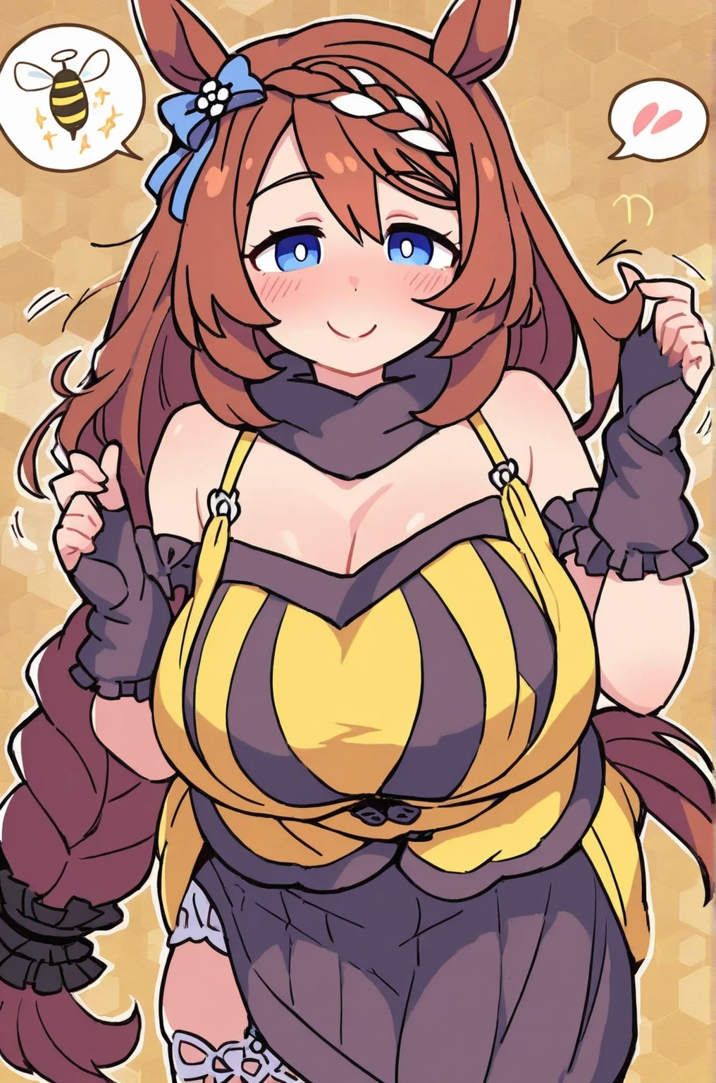 1 girl, Alone, Upper part of the body,
Orange hair, wide,
orange eyes, long eyelashes, thick eyelashes, looking at the viewer,
SMILE,
Maid neckline,
White background, simple background, ((busty1.87,)) (giant breasts:1.2),