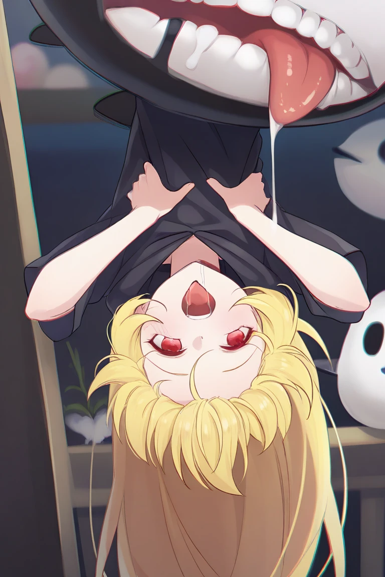Highest quality, super high quality, Ultra-high resolution, futa, futanari, One girl, nude, Blonde, ponytail, Red Eyes, liquid, 白いliquid, Mucus, 白いMucus, blush, Ecstasy, Tongue out, Sticking out tongue,