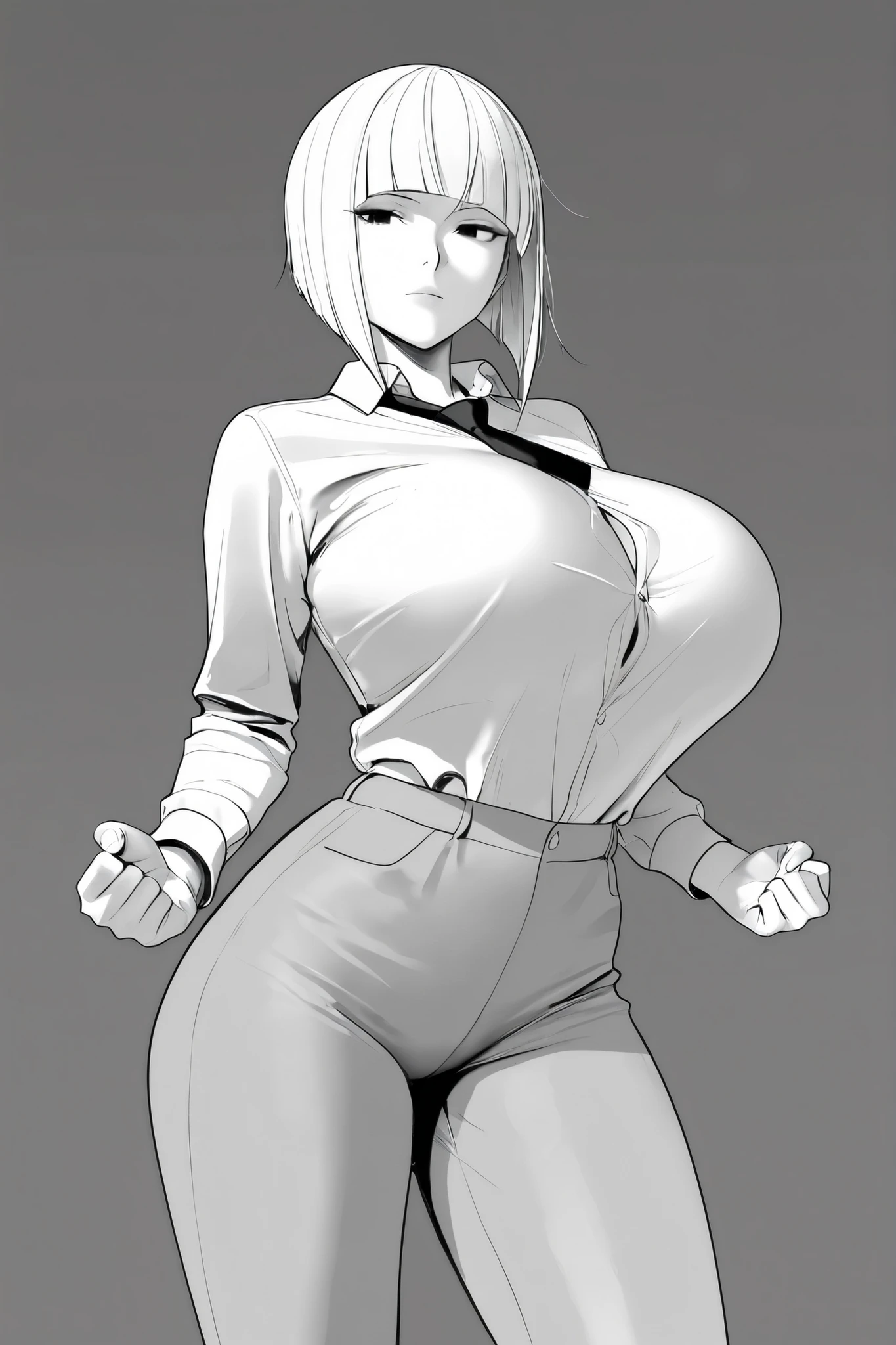 score_9, score_8_up, score_7_up, score_6_up, score_5_up, score_4_up,
BREAK
(masterpiece: 1.0), best quality, perfect anatomy, perfect composition, perfection, Realistic proportions, realistic anatomy,
BREAK
use of shape theory, use of anatomy, defined body, defined textures, defined fabric folds.
BREAK
Elegant, graceful, amazing anatomy, perfect form, perfect face, perfect hands, correct anatomy, high res, absolutely breathtaking, greyscale, hyperdetailed pencil artwork, monochrome, pencil texture. Manga
BREAK
1girl , solo , long hair , breasts , bangs , large breasts , simple background , inverted bob, school shirt, huge breasts, action pose.