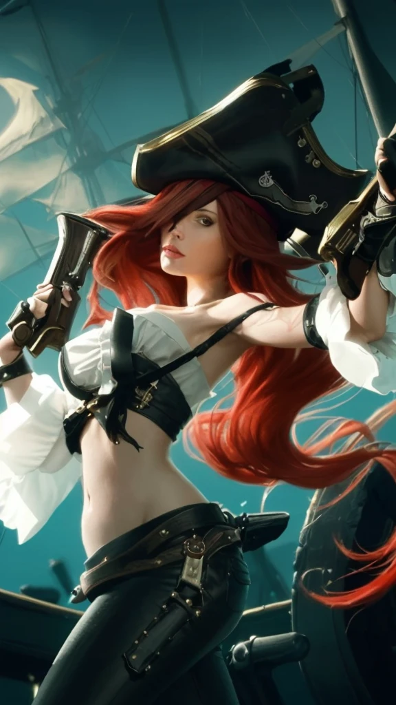 Original, full body photo looking at camera, papel de parede muito detalhado, very detailed illustrations, (1 Menina) , corpo feminino perfeito, olhos bonitos, (rosto delicado) , (seductiveexpression) , olhos, impacto,
Pirate hat, traje de pirata1.5, pirata, navio pirata, red-lips, de baixo1.2, quadris largos, lap1.3, luvas pretas,
(pele brilhante) , (best ilumination) , (detalhe super-complexo) , 4K Unity, (CG super-detalhado: 1.2) , (8K: 1.2), octane rendering
Dynamic, flutuante, luminoso, pintura original de League of Legends, Wide angle of view: 2,
pureerosface_v1