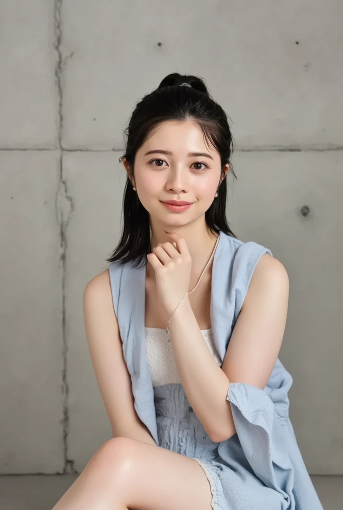 (16K Ultra High Resolution, Best Quality, masutepiece:1.2), Ultra-detailed, (Realistic, Photorealsiticです, Photorealsitic:1.37), (Full body image of a girl wearing a bikini), Hide your hands behind your body, 18year old, beautifull detailed face, detailed illustration, Renaissance art, Delicate artwork, kitchin, kitchin apron, Teenage girl, Soft and pastel color palette, Studio Lighting.