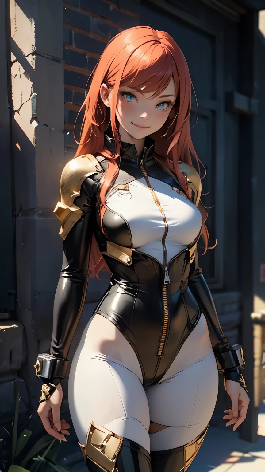 people、woman、Blue eyes、Blonde Hair、smile、A sexy costume made of semi-transparent vinyl、Full body image、Very large breasts、Standing pose、 break The background is a fantasy city ,outdoor , BREAK looking at viewer, BREAK (masterpiece:1.2), Highest quality, High resolution, Unity 8k wallpaper, (figure:0.8), (Beautiful attention to detail:1.6), Highly detailed face, Perfect lighting, Highly detailed CG, (Perfect hands, Perfect Anatomy), information