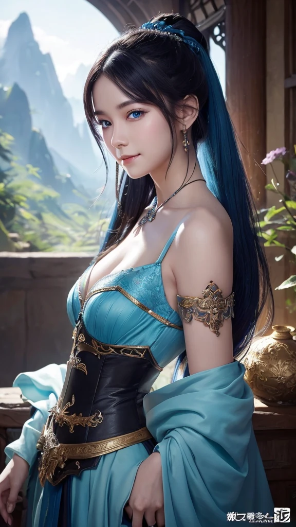 8K、非常に大きな胸を持つdark elf、Super beautiful(like the real thing)、日焼けしたrealistic skin、elf ears,Blue and white commoner's dress、Model Chute Style、(Highly detailed CG Unity 8K wallpaper)、Full shot body photos of the most beautiful artwork in the world、Front 4 poses、dark elf、blue hair、Green Valley、blue and white long skirt、pearl skin、diamond、Medieval architecture、Ed Brink、Atei Gairan、Studio Ghibli、Jeremy Mann、greg manches、Antonio Moro、Trending at Art Station、CG trends、 crowded、、down to the last detail、sharp focus、Dramatic and photorealistic painting art by Midjourney and Greg Rutkowski、sexy costume、very big breasts、blue eyes、beholder、beautiful expression、emphasize cleavage、beautiful decoration、laughter,inside the cave,Photorealistic RAW photos of the highest quality。bright colors,rich colors, Backlight, cinematic lighting, film grain, to be born, 50mm lens, Nikon D850,realistic skin,fantasy art,character art,ultra high resolution,realistic skin,medieval cityscape,