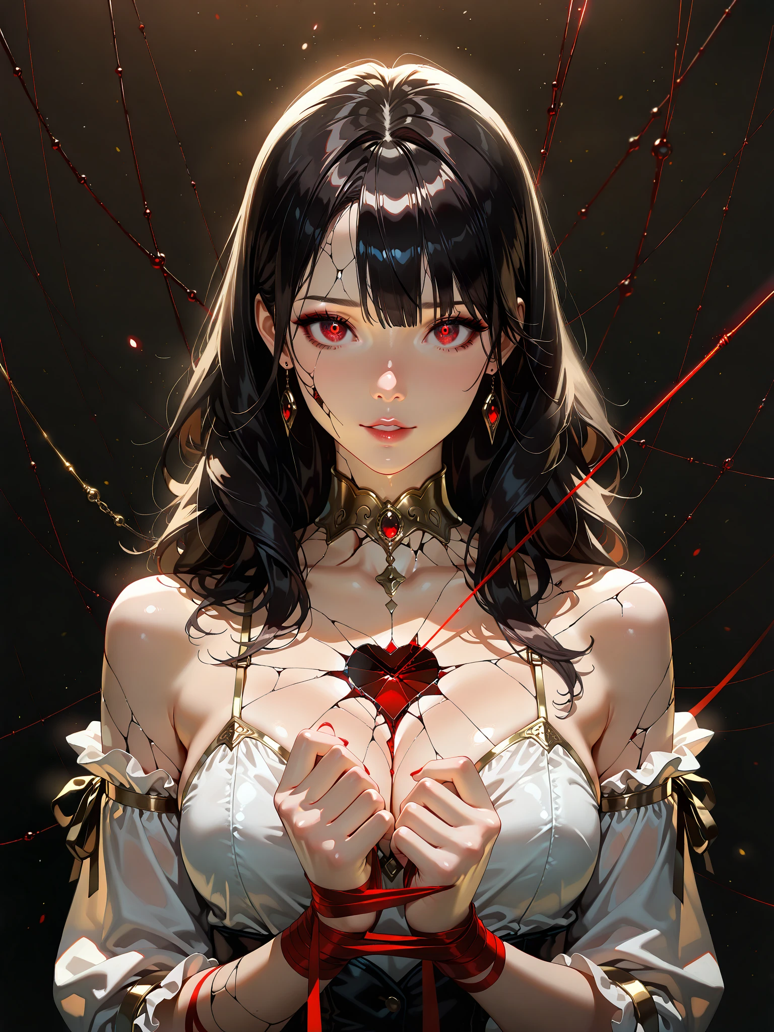 Highest quality, masterpiece, Ultra-high resolution, (Realistic:1.4), RAW Photos, Woman dancing obscenely Love Hotel Vulgar tattoos Hiding the eyes with your hands smile Blindfold devil