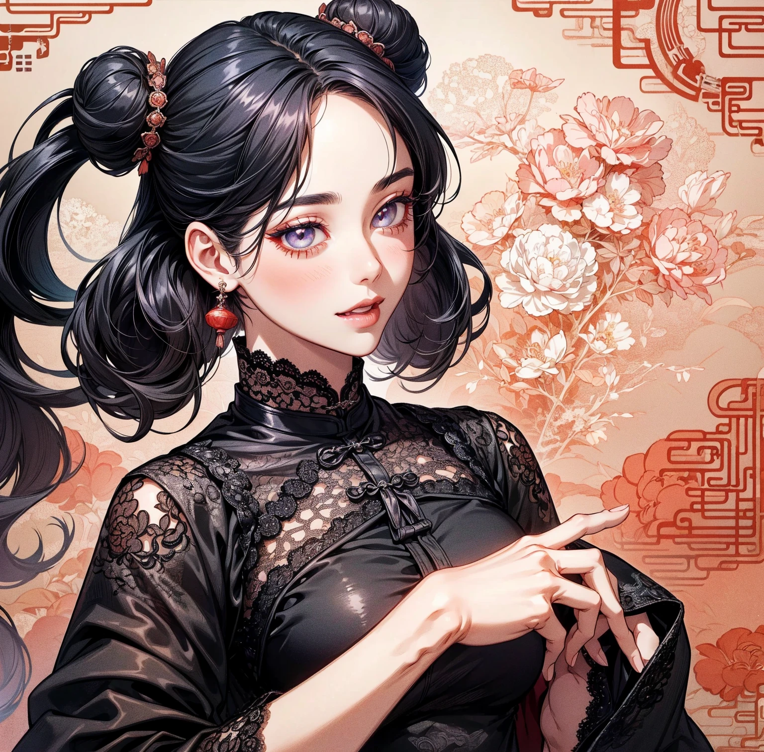 Official Art, unity 8k wallpaper, Super detailed, beautifully、aesthetic, masterpiece, Highest quality, Chinese style, (zenTangle, Mandala, Tangle, enTangle), Flower Ecstasy, One person, Very detailed, Dynamic Angle, Cowboy Shot, The most beautiful form of chaos, elegant, Brutalist design, Vibrant colors, Romanticism, James Jean, Robbie Dowie Anton, Ross Tran, Francis Bacon, It was freezing cold, Adrian&#39;s genius, Petra Cortright, Gerhard Richter, takato yamamoto, Ashley Wood, Atmospheric