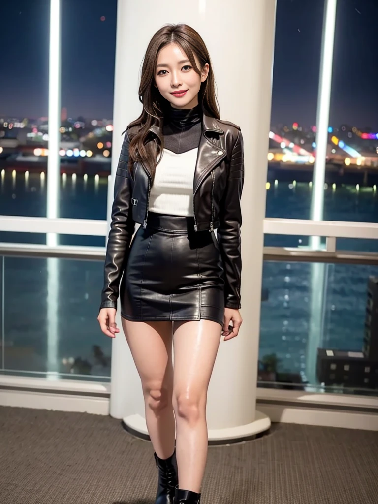 ((masterpiece)),(((Highest quality))),Low angle shot:1.5,Long legs,The best smile:1.5，Slim figure:1.5，whole body:1.5，(one person&#39;s:1.3),(Viewer Display:1.4)，(Pointy high heels:1.3),(Standing with legs wide apart by the lake:1.2),(Wearing a striped long skirt dress:1.2),Long Curly Hair:1.5，