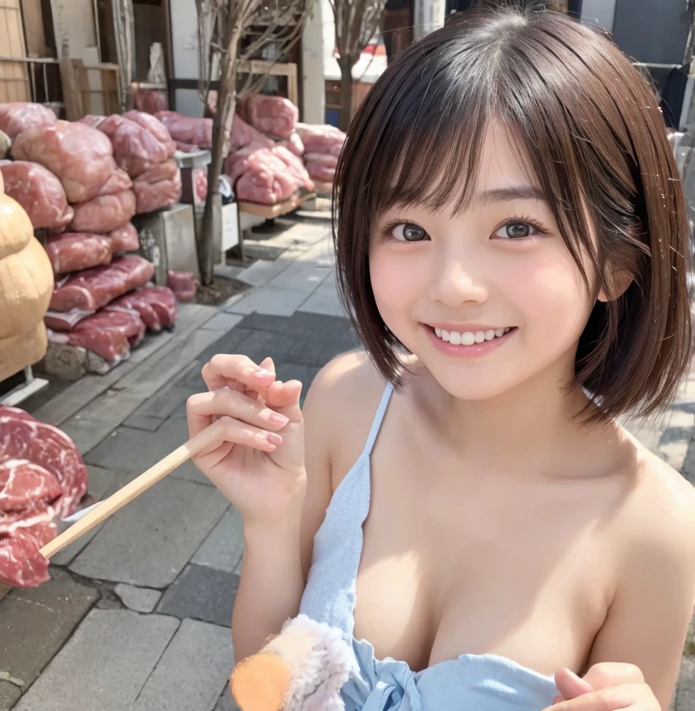 (Full body), Free breasts: 2.0, masterpiece, highest quality, girl, (beautiful girl, Delicate girl:1.3), (:1.3),(((A black leather collar on a long chain)))、Bondage Costume、Japanese、Very high quality transparency,((Sweat a lot、My whole body is wet)), Large mesh, Very large breasts,Very heavy chest、(((Short Hair))),Petit Girl, Wet Face、Wet Skin、Wet body、Both arms are down、(Eye and facial details:1.0), (Upper teeth, The best smile:0.1), Watching the audience,Completely naked、Very large breasts、high school girl、camp site、Meat dishes、Grilling meat、BBQ、(((Exposed chest skin)))、(((Exposing the nipples)))、(((Exposed chest skin)))、(((Exposing the nipples)))、(((Exposed chest skin)))、(((Exposing the nipples)))、(White skin)、(((A large amount of on his face and chest))),mii canp,