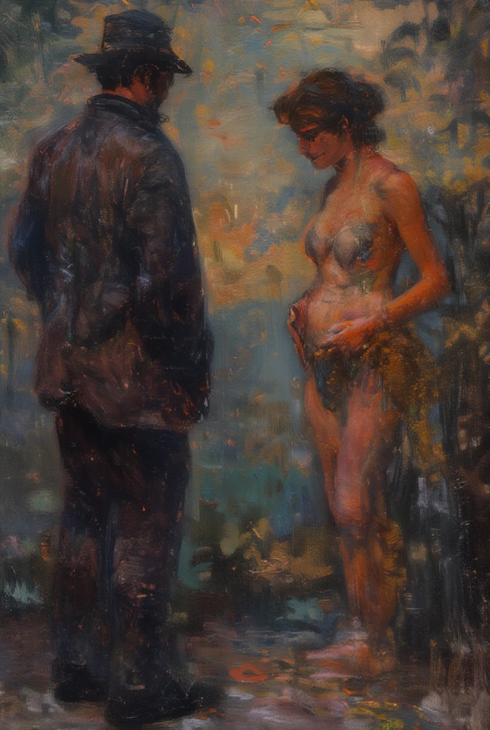 watercolor drawing in Retro-Look, rural saxones village, man and naked woman dance, full body shot, in the style of classic Americana, white background, Andrew Loomis style, Masterpiece work of art,