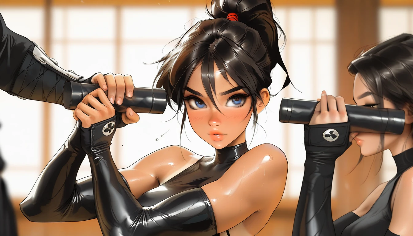 cute japanese girl, adorable middle schooler, ((small breasts)), innocent expression, relaxed pose, ((cat ears)), low ponytail, erotic, sweating, orgasm, male and female couple, missionary position, missionary man on top, legs spread, reverse cowgirl, vaginal intercourse, missionary, legs spread, hands raised, censored, nipples, blindfold, saliva, restrained, rope