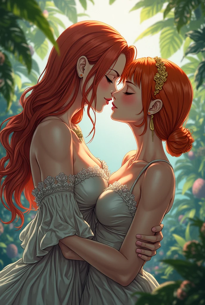 Portrait of a sexy topless 22 year old freckly glistening girl, dark red hair, big yellow-green eyes, plump bow lips, dripping erect nipples, ballerina frills, Rose petals, wet pussy peek pubic hair, realism, watercolor, 4K, High detail