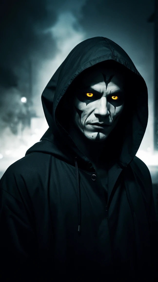 Draw a Ghostface avatar, the iconic villain of the film series "panic". He must be wearing the classic white mask with a terrifying expression and the black cloak. Add details like shadows to give a dark and sinister effect, but keep the background transparent so the avatar can be used in different contexts. Make sure to capture the character&#39;s ominous and mysterious essence.