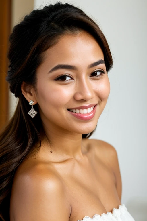 day scene, extreme close up photo of fully naked latina from top view, big cheeks, swooping breasts, chin up, kneeling in a bedroom, bra and saree, armpits, (blue eyes:1), necklace, 30 yo, look at viewer and smile, (cinematic:1.3), intricate details, (ArtStation:1.2)