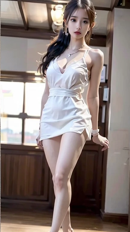 (8k, RAW photos, top quality, masterpiece: 1.2), (realistic, photorealistic: 1.37), (High Quality), (Ultra realistic), (High Details), (Face detail), (Shadow Detail), (( huge breasts: 1.5)), 1 korea girl, black hair, long hair, eyeshadow, eyeliner, soft make-up, pink lips, white towels, left hand wiping hair using a towel, ((wet body : 1.4)), finished taking a bath