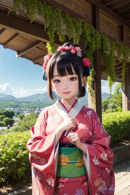 Girl
Green hair
Blood from the eyes
Wedding kimono